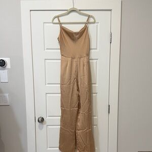 Sincerely Jules Beige Spaghetti Strap Jumpsuit